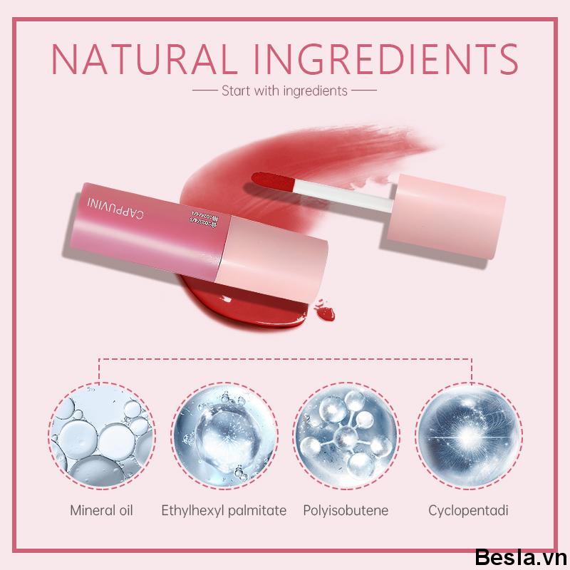 ⭐Cappuvini Son Bóng Thủy Tinh Màu Hồng Xinh Xắn