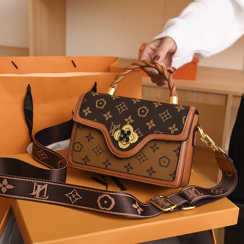 Túi Đeo Chéo Vuông Nhỏ In Họa Tiết Hình Học Màu Sắc Tương Phản Phong Cách Cổ Điển Thời Trang Cho Nữ