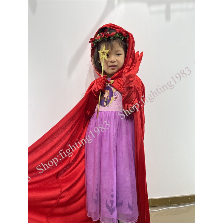 Áo Choàng Hóa Trang Cô Bé Quàng Khăn Đỏ Bằng Vải Cotton Cho Bé