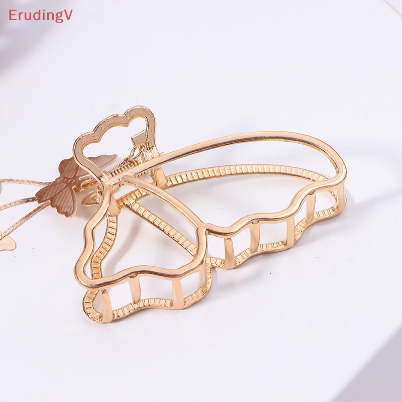 Kẹp Tóc Hình Bướm Lớn Màu Vàng Đính Ngọc Trai Phong Cách Vintage Thanh Lịch