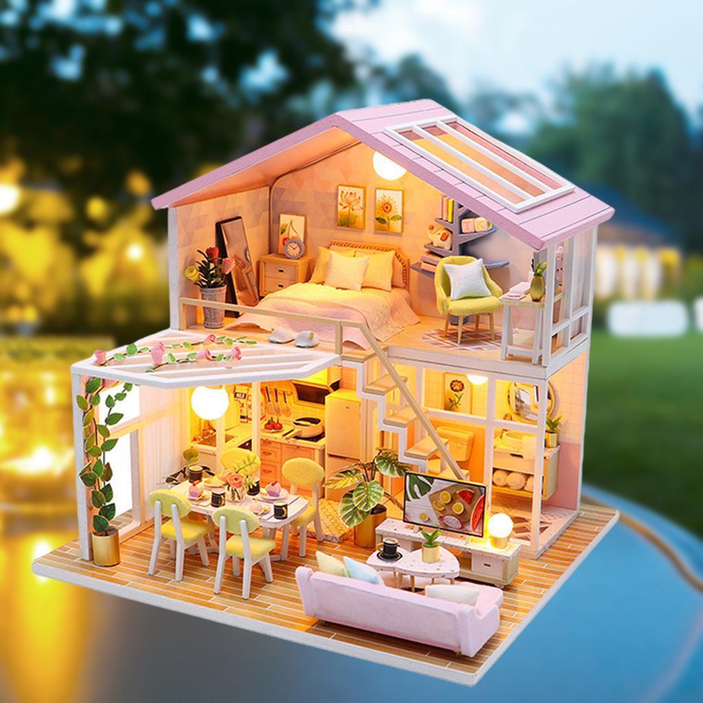 Bộ Nội Thất Bằng Gỗ Thủ Công Sáng Tạo Lãng Mạn Cho Nhà Búp Bê