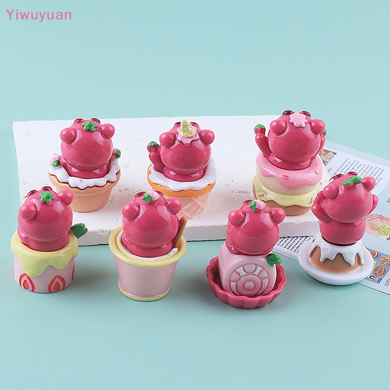 1 Đồ trang trí Gấu Và Dâu Tây Mini Trang Trí Đáng Yêu Mới