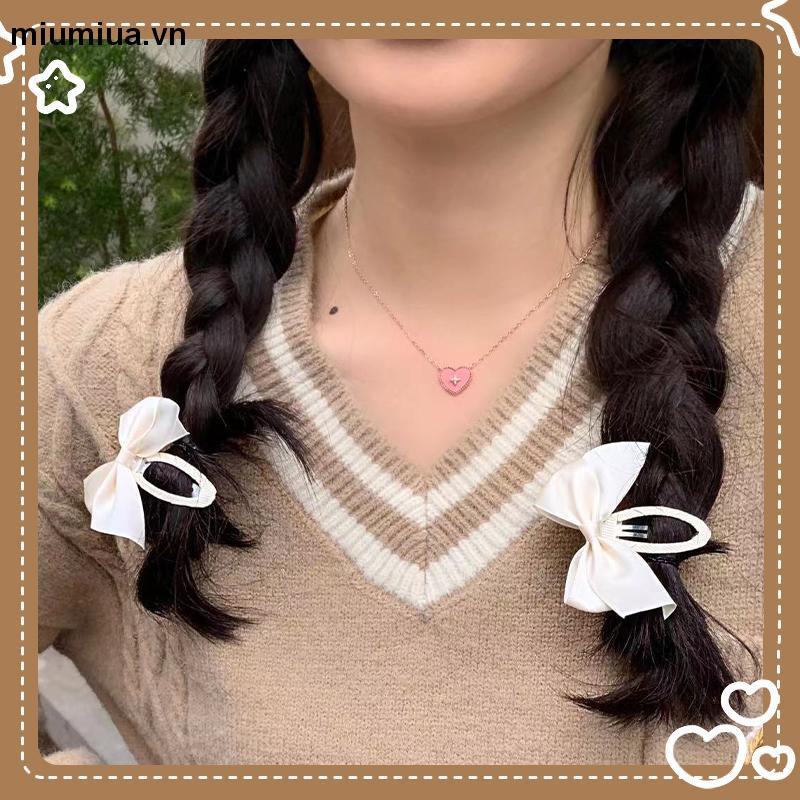 miumiua(MớI) Kẹp TóC HìNh Nơ Satin MàU Trơn Đơn GiảN [1 CáI]
