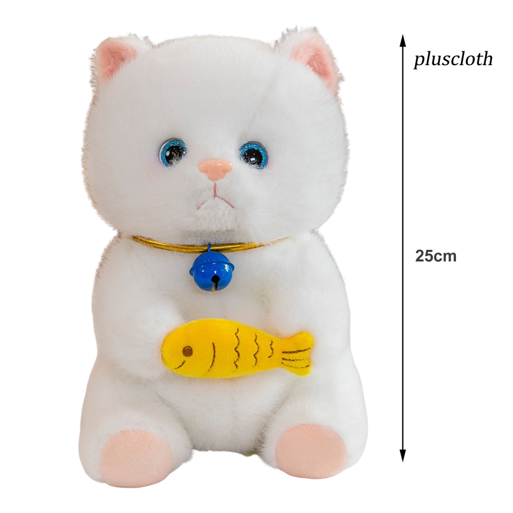 < Plus > Đồ Chơi Thú Nhồi Bông Hình Chú Mèo Mini Mềm Mại Có Chuông Sống Động Trang Trí Ghế Sofa
