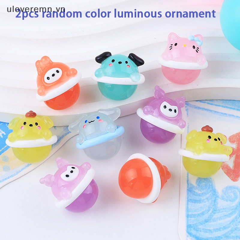 Set 2 Phụ Kiện Trang Trí Điện Thoại Kiểu Hoạt Hình Mini Dạ Quang DIY