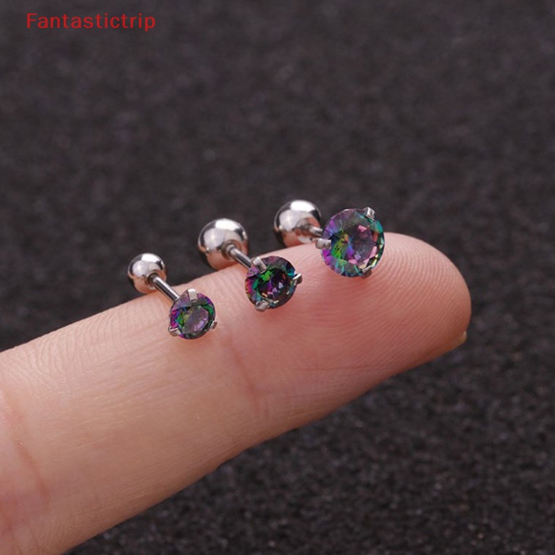 1 Khuyên Tai Xoắn Ốc Đính Đá Zircon Nhiều Màu Mới