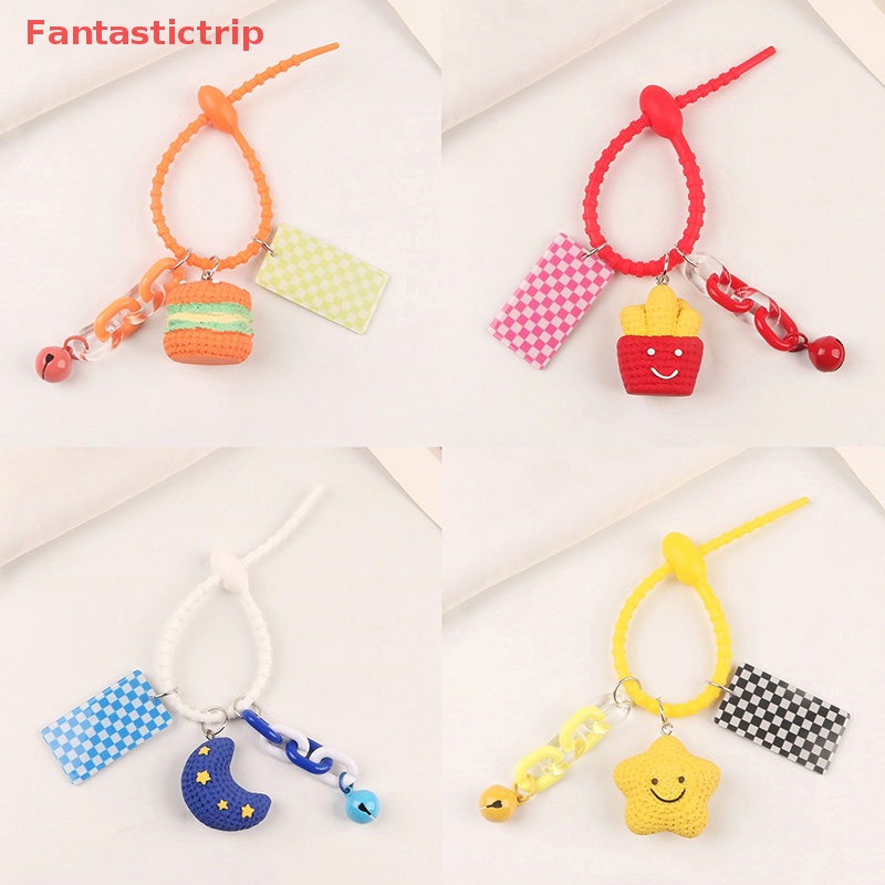 DELL [Fantastictrip] Móc Khóa Hình Hamburger Mặt Trăng Ngôi Sao Dễ Thương Trang Trí Ba Lô Xe Hơi