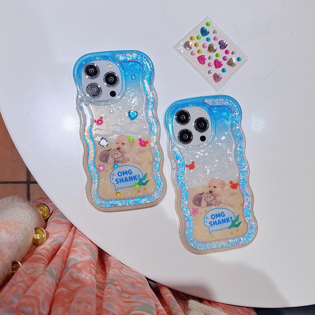 Ốp Điện Thoại TPU Dẻo Họa Tiết Chú Chó Có Nước Kim Tuyến Lấp Lánh Cho iPhone 12 13 14 Pro Max