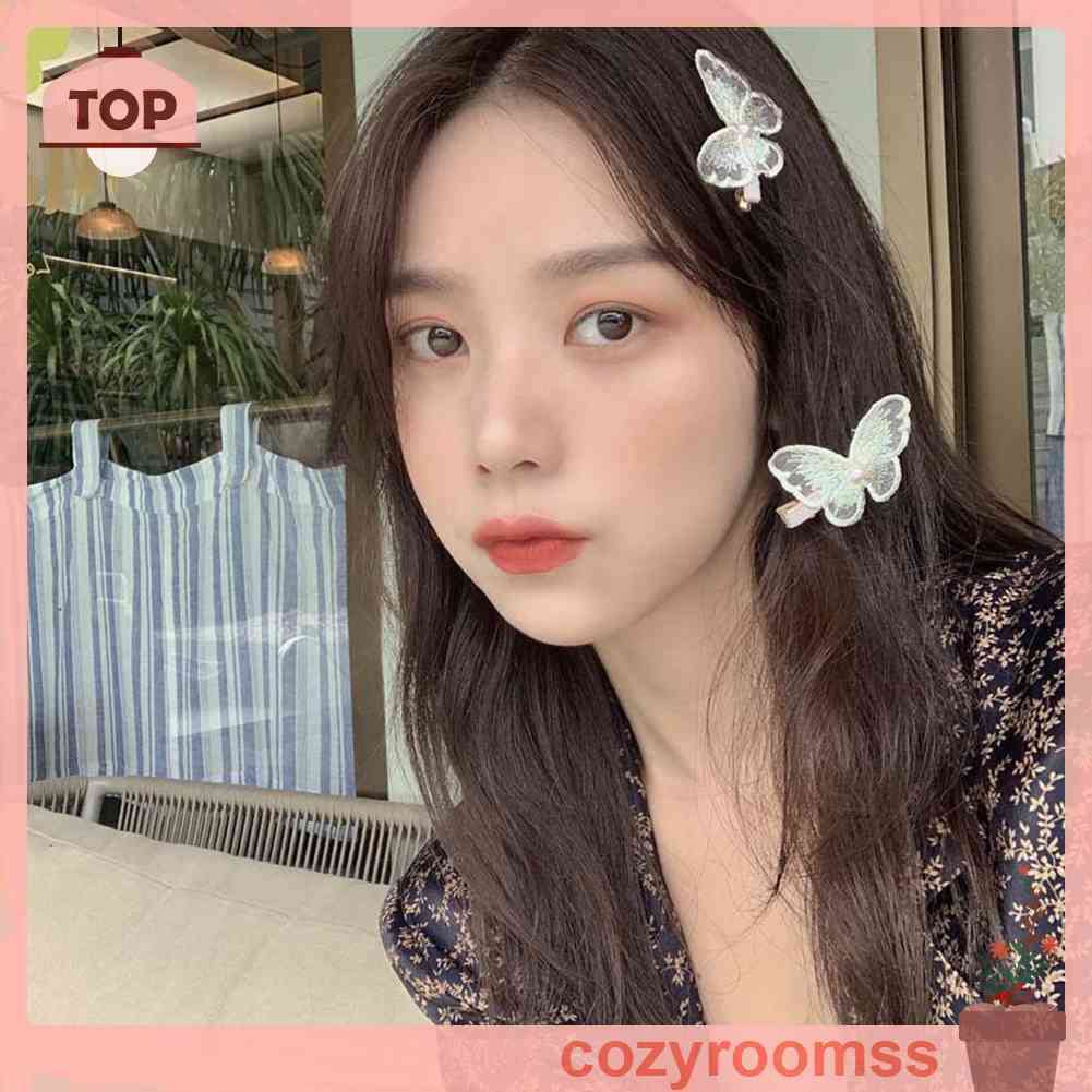 Kẹp Tóc Hình Bướm Đính Ngọc Trai Phong Cách Hàn Quốc Cho Nữ
