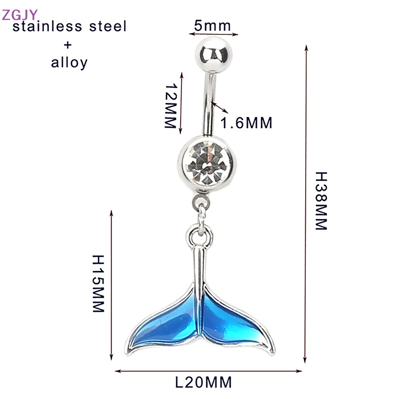 Khuyên Rốn Bằng Thép Không Gỉ Không Gây Dị Ứng Hình Đuôi Cá Màu Vàng / Bạc Thời Trang Cho Nữ Mới