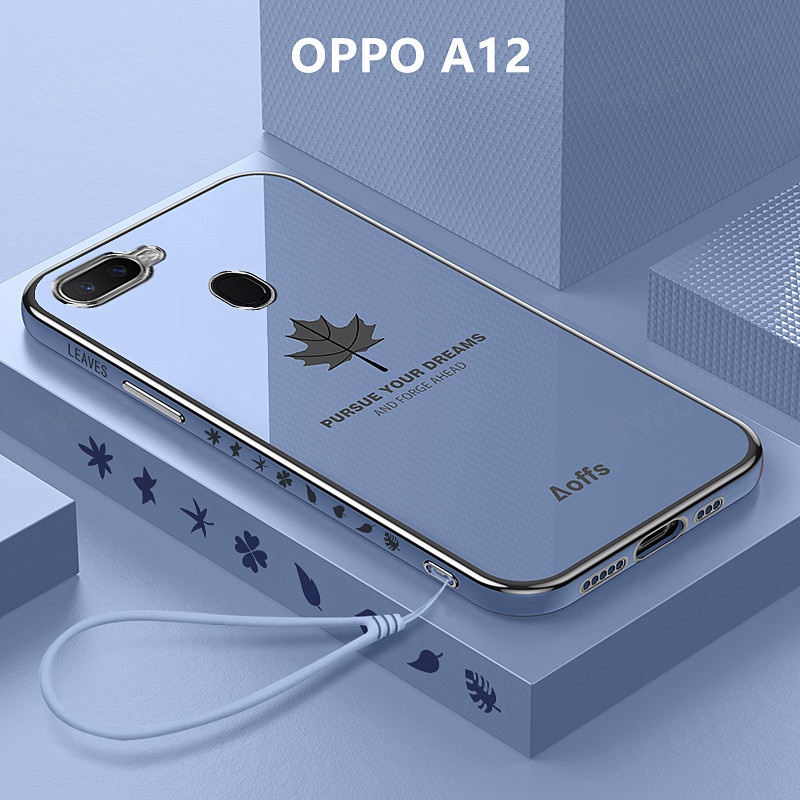 Ốp Lưng OPPO A12 Mạ điện Lá phong Lanyard Mềm Ốp Điện Thoại OPPO A12