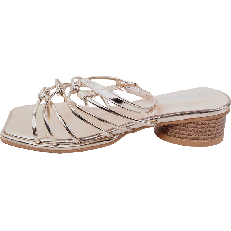 Xăng đan Cao Gót Quai Ngang Màu Bạc Thiết Kế Đơn Giản Thời Trang Mùa Hè Hàng Mới Dành Cho Bạn Nữ-AA0444