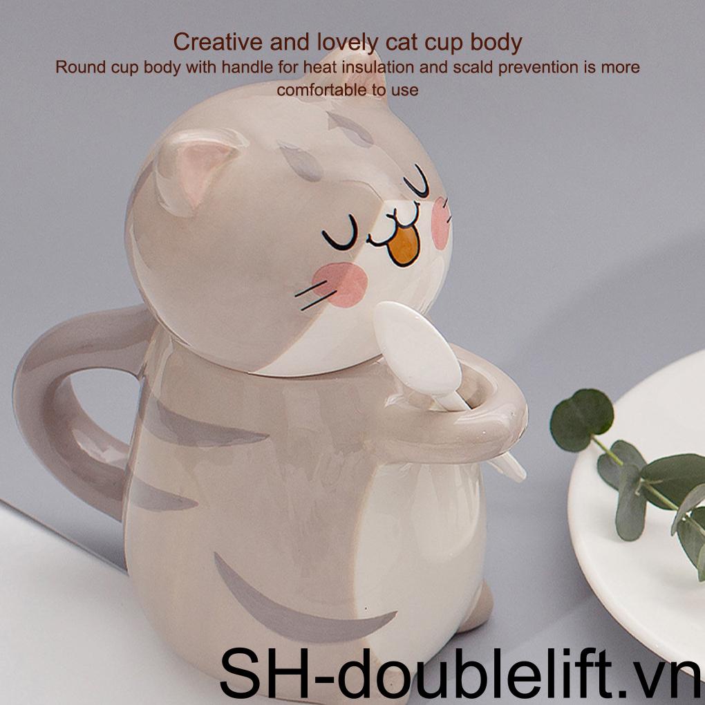 Cốc Ăn Sáng Có Nắp Đậy Và Muỗng Họa Tiết Hoạt Hình Phong Cách Nhật Bản Dễ Thương