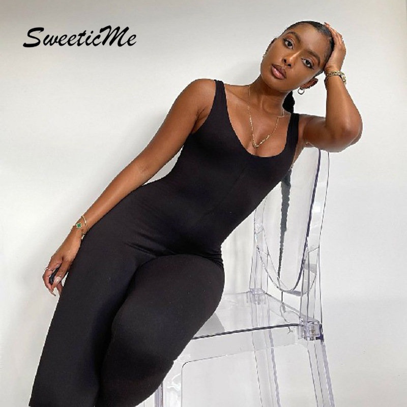 Áo liền quần Sát Nách Màu Trơn Dáng Ôm Gợi Cảm Thời Trang 2023 Cho Bạn Gái