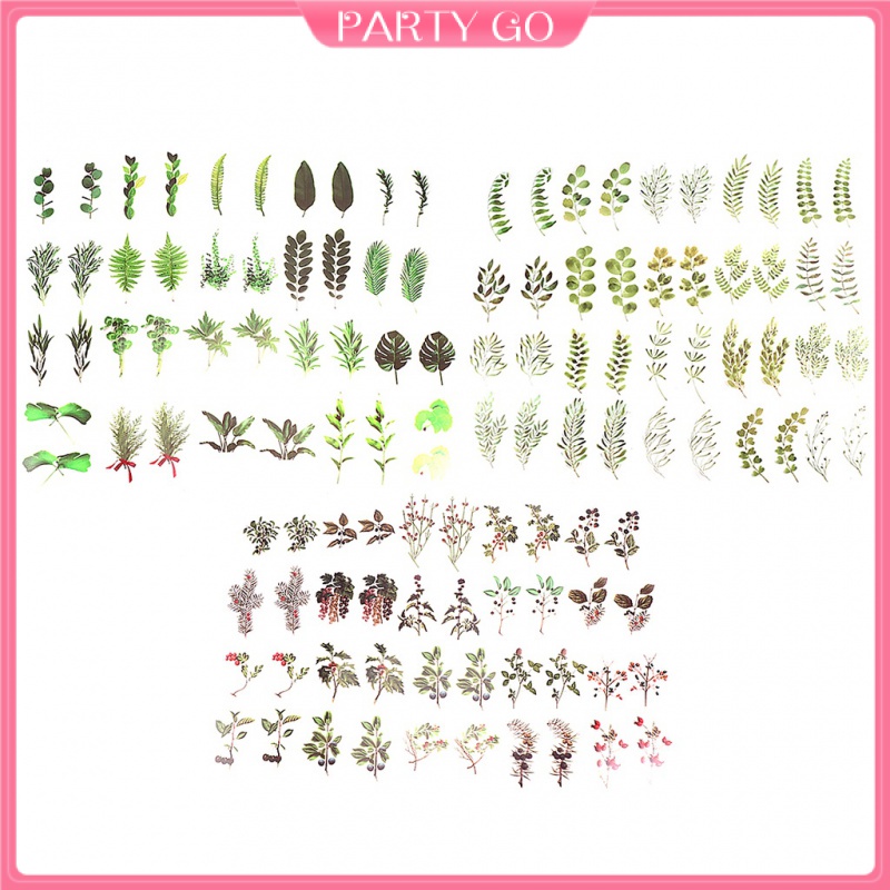 Set 120 Nhãn Dán Trang Trí Sổ Tay Thủ Công Hình Hoa Cỏ Kiểu Vintage