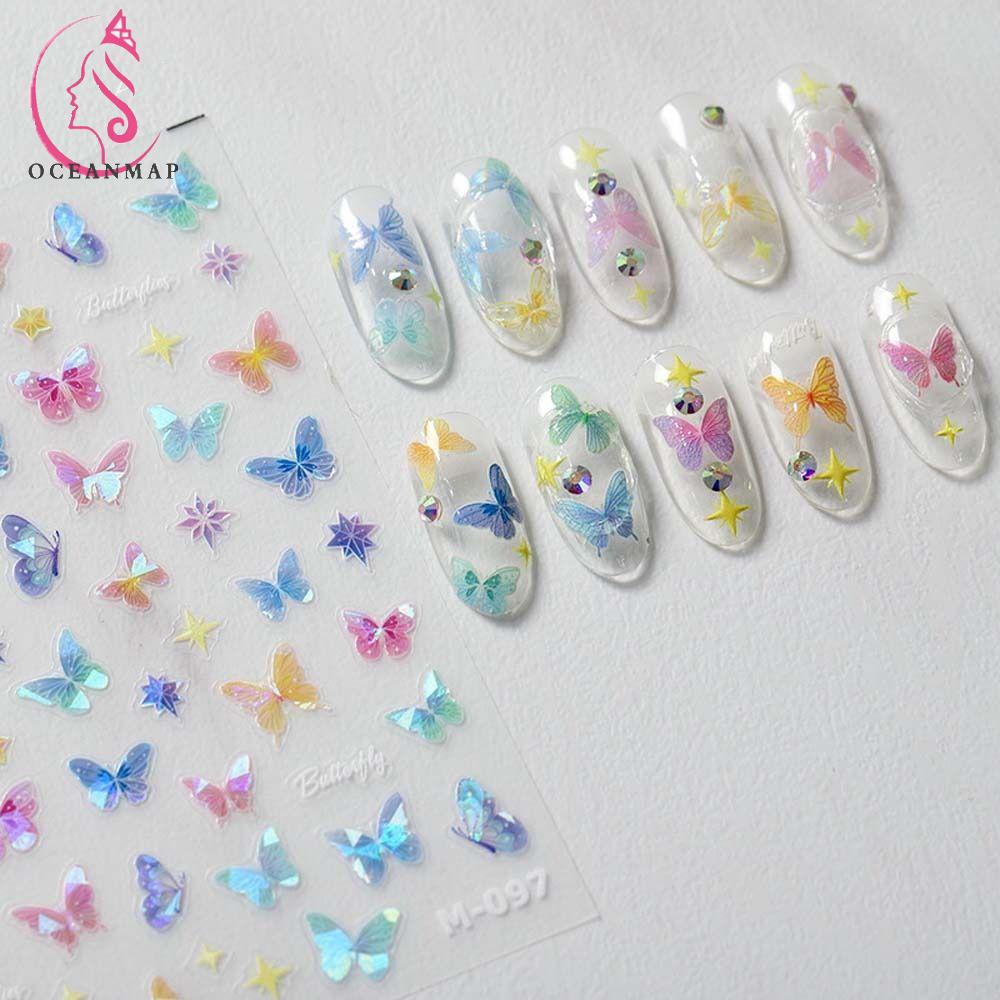 Miếng Dán Trang Trí Móng Tay Tự Dính Màu Laser