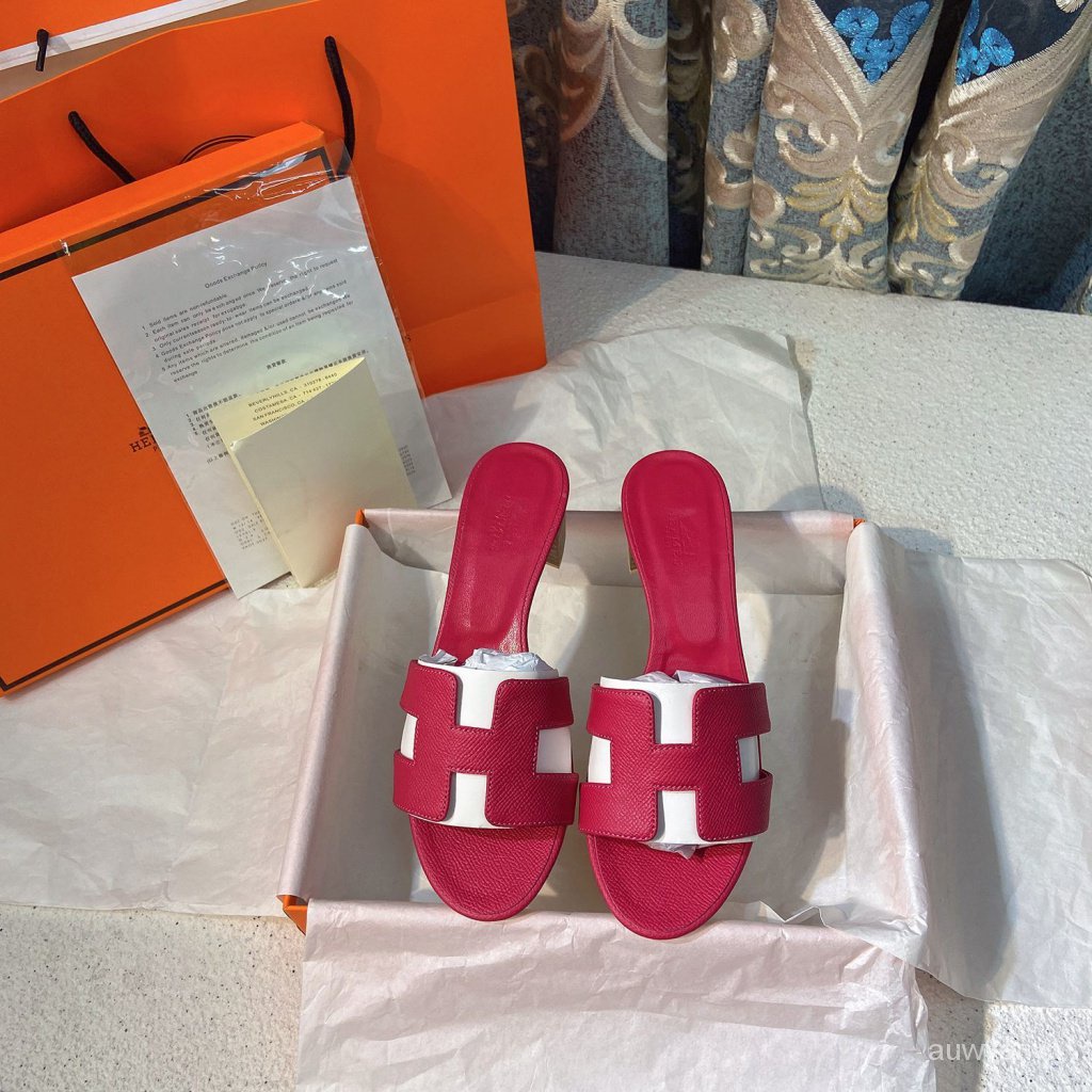 HER Dép Sandal Bằng Da Thật Đế Bằng 5CM Thời Trang Mùa Hè 2023