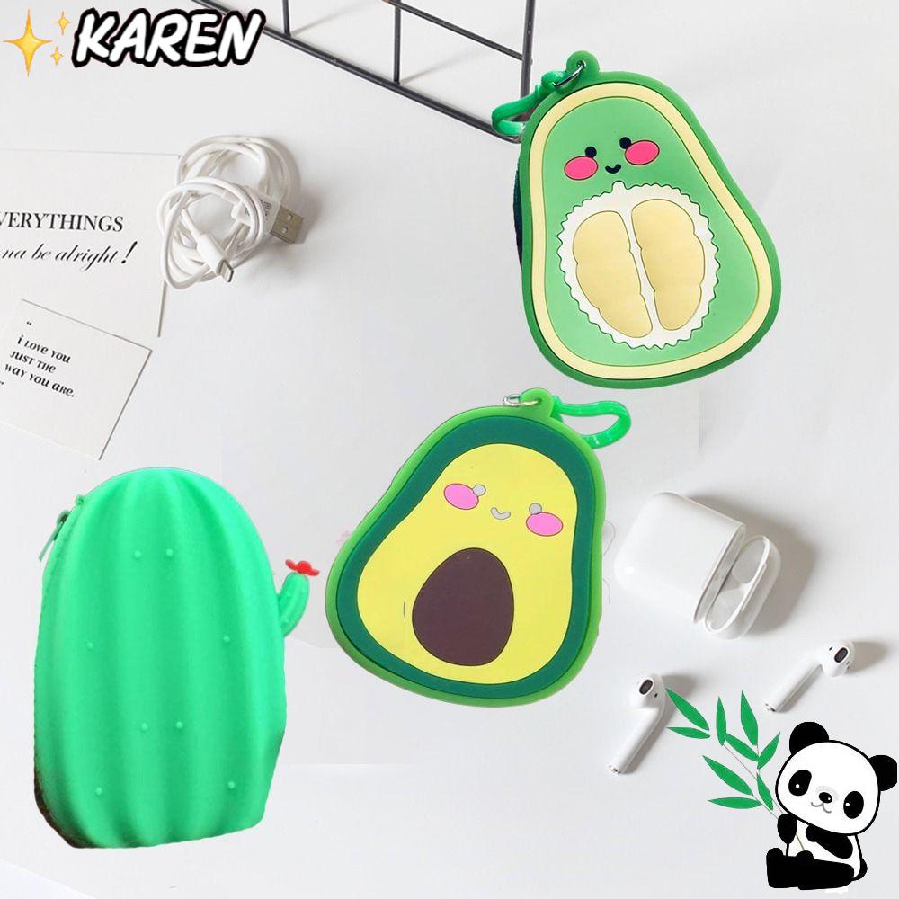 Túi Đựng Tai Nghe / Chìa Khóa / Dây Cáp Sạc Bằng Silicon Họa Tiết Hoạt Hình