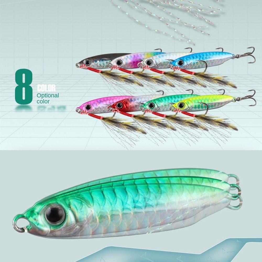 Hộp 5 Mồi Câu Cá Bằng Kim Loại Lông Vũ Nhiều Màu Sắc