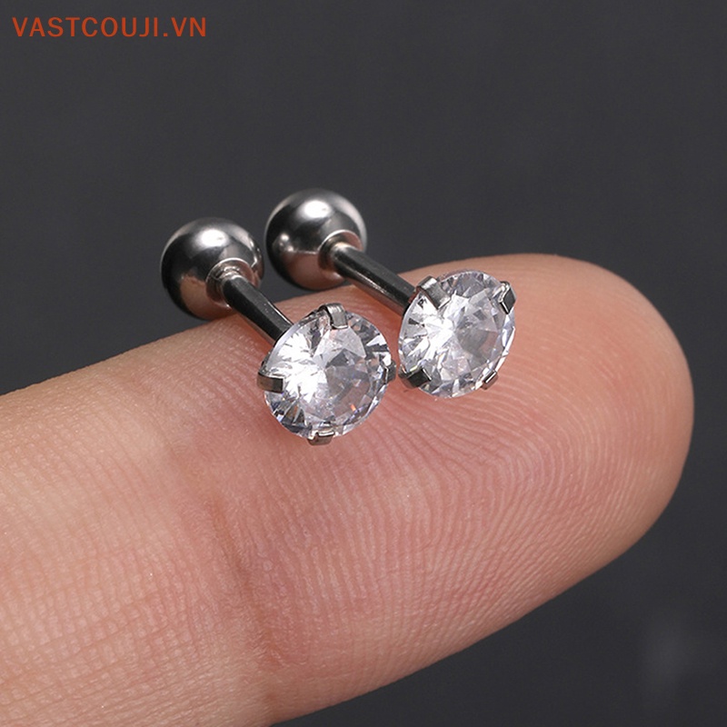 1 Đôi Khuyên Tai Pha Lê 4mm Nhiều Màu Thời Trang Nữ