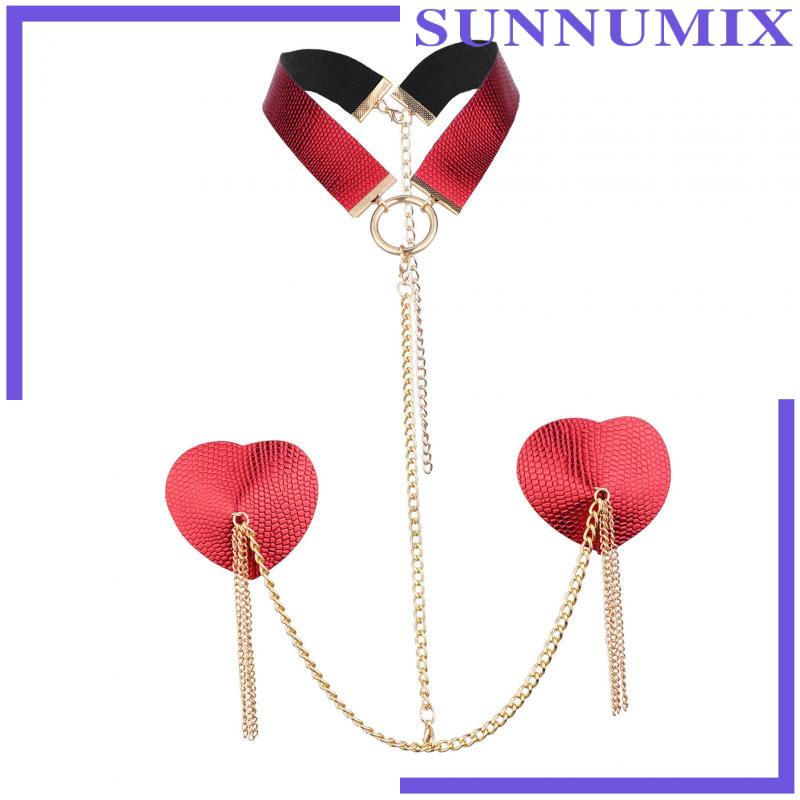 [Sunnimix] Dây Xích Đeo Ngực Trang Trí Áo Ngực Phát Nhạc Phụ Kiện Tiệc Cưới L