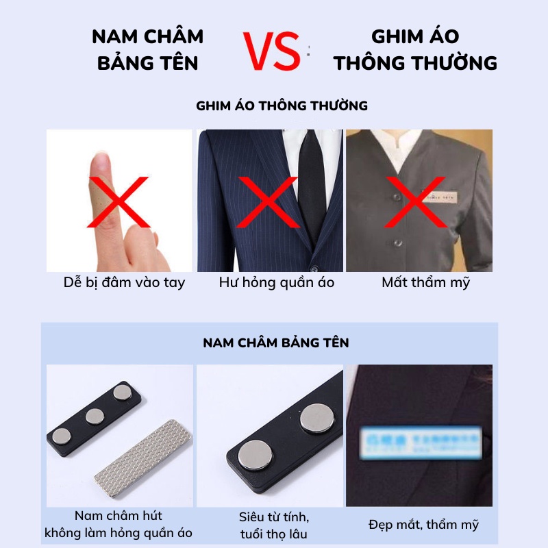 Bảng Tên Nhân Viên, Nam Châm Thẻ Tên, Nam Châm Cài Áo Gồm 3 Viên