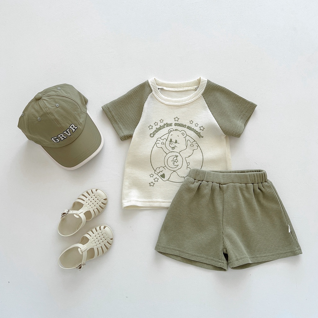 Bộ Áo Thun In Hình Gấu Và Quần Short Thời Trang Mùa Hè 2023 Mới Cho Bé 1-3 Tuổi