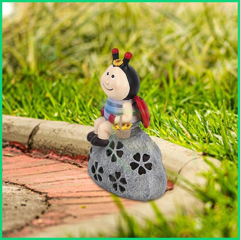 Mô Hình Bọ Cánh Cứng Bằng Nhựa Resin Chống Nước 8.9in Có Đèn LED Năng Lượng Mặt Trời Dễ Thương Cho Sân Vườn