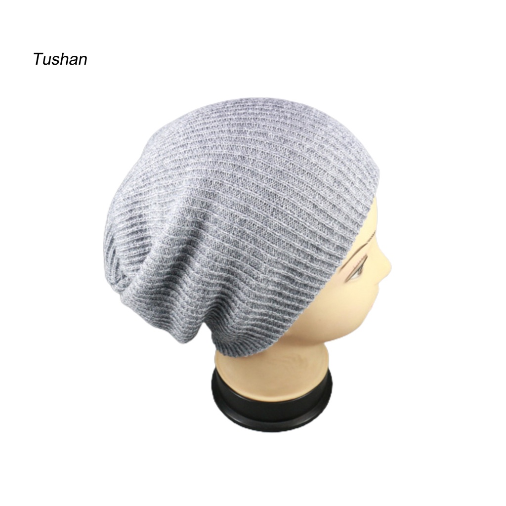 Mũ Beanie Dệt Kim Không Vành Màu Sắc Trơn Thời Trang Thu Đông Cho Nam Giới