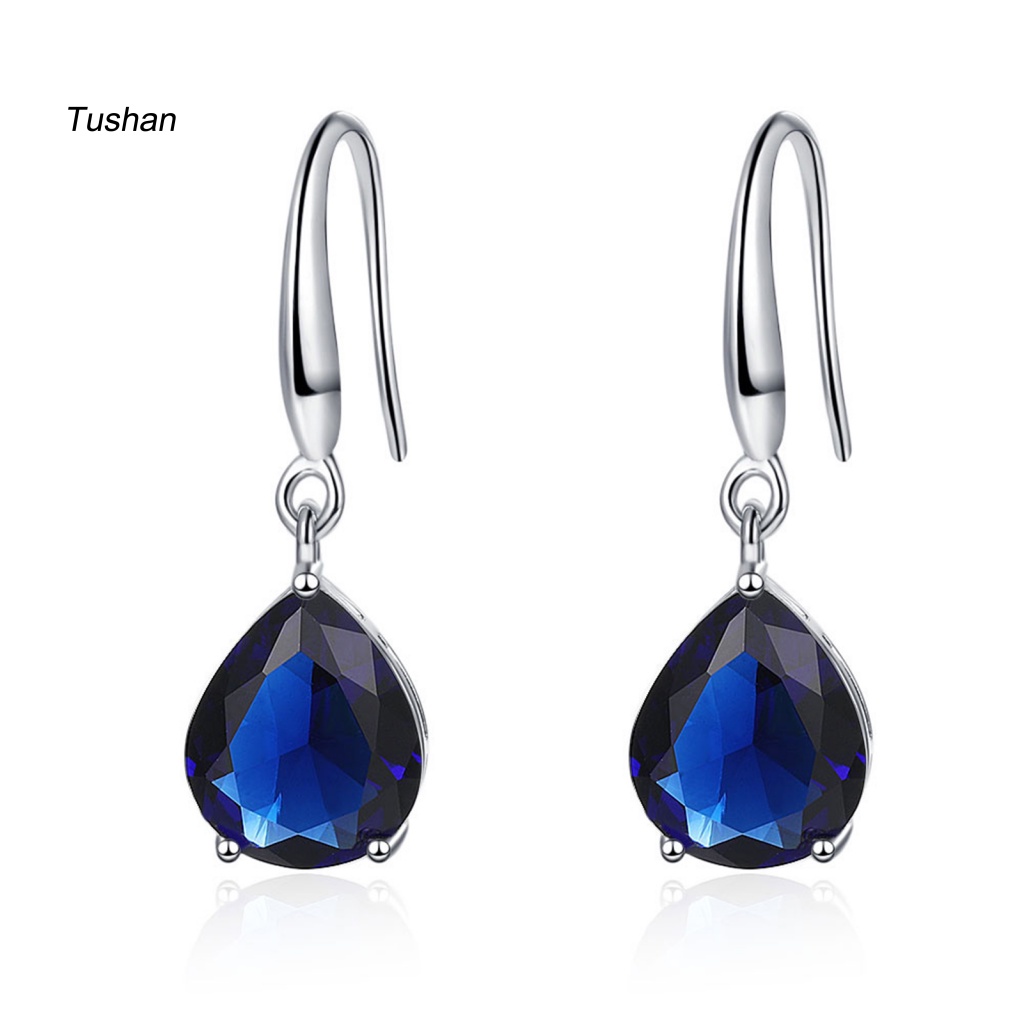 1 Đôi Bông Tai Hình Giọt Nước Đính Đá Zircon Thời Trang Dành Cho Nữ