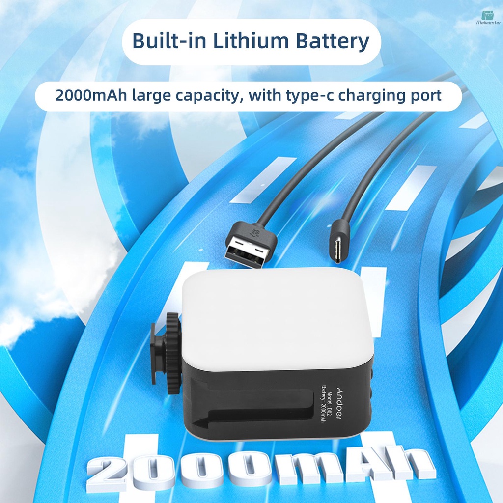 Andoer D02 Double-Sided LED Fill Light Pocket RGB Video Light 2500K-9000K Dimmable 24 Scene Lighting Effects Built-in Battery for Vlog Selfie Live Streaming Video Conference Lighting