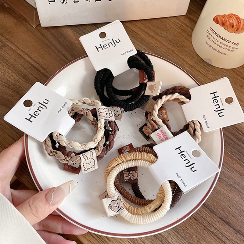 Bộ 4 Dây Cột Tóc Co Giãn Màu Sắc Chocolate Thời Trang Cho Nữ