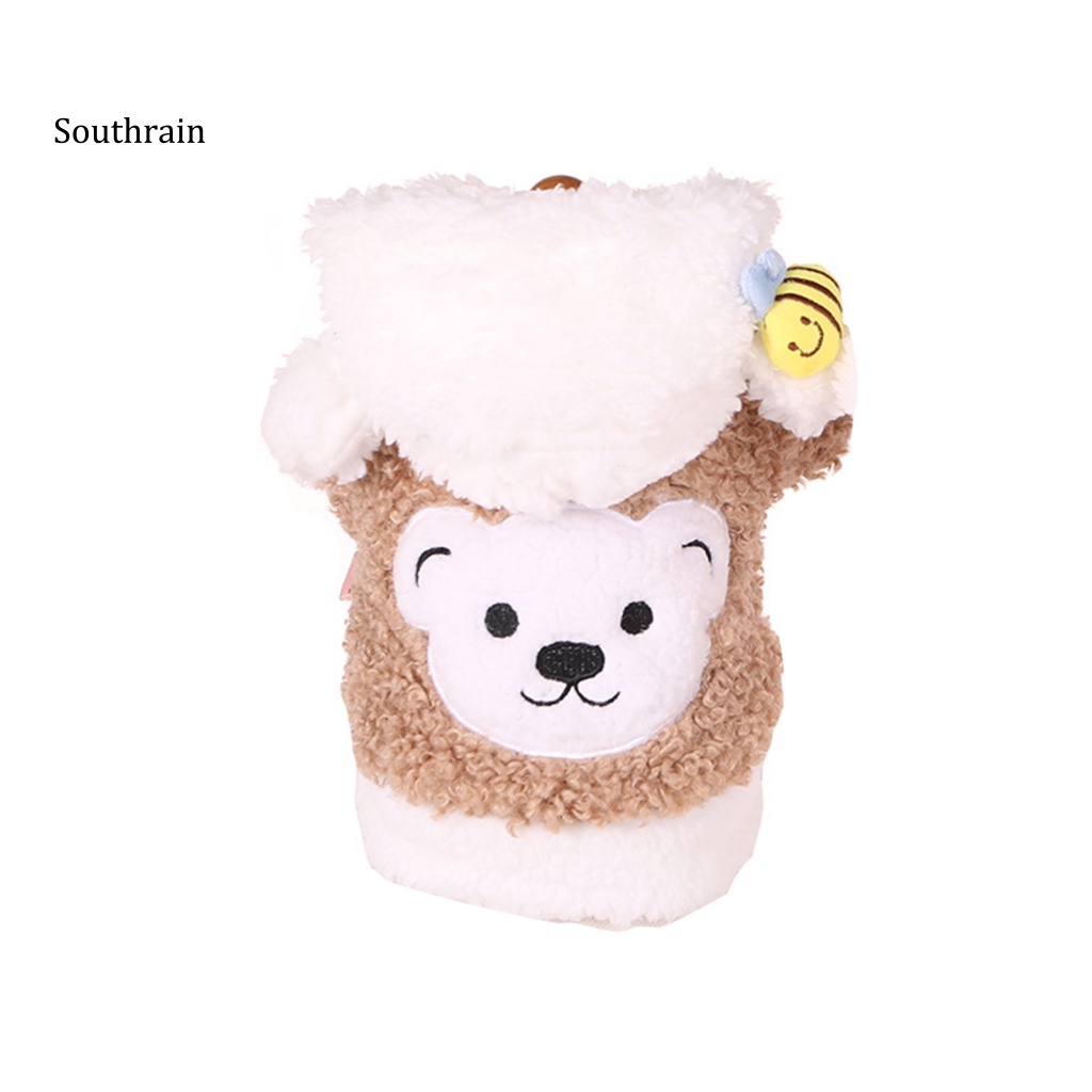 Áo Khoác Cotton Hai Lớp Giữ Ấm Mùa Đông In Họa Tiết Gấu Dễ Thương Cho Thú Cưng