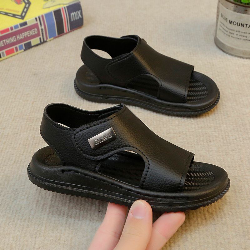 [Good Thing Khuyến Mãi] Giày Sandal Quai Dán Hở Ngón Đế Mềm Thoải Mái Mùa Hè Bằng Da Cho Bé Trai