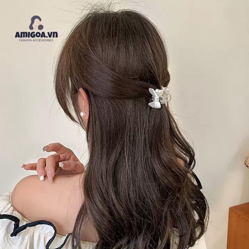 ✨✨Kẹp tóc nhựa trong suốt hình chiếc nơ trắng dễ thương
