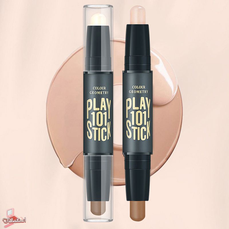 Colour hình học cao bóng sửa chữa thanh hai đầu mũi bóng che khuyết điểm dính V mặt ba chiều trang điểm lâu dài