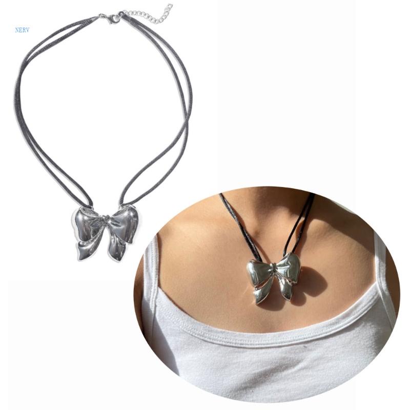 Vòng Cổ Mặt Nơ Kim Loại Thời Trang