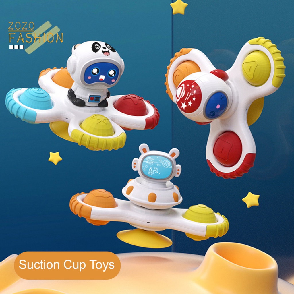 Bộ 3 Đồ Chơi Xoay Có Cốc Hút Nhiều Màu Sắc Vui Nhộn Cho Bé Tắm