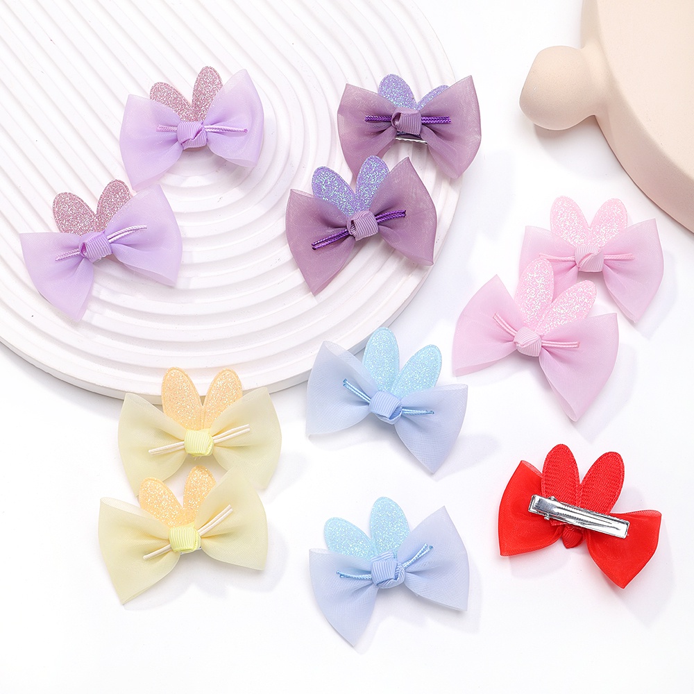 RainBow Bows Set 2 Kẹp Tóc Nơ Màu Trơn Dễ Thương Cho Bé Gái