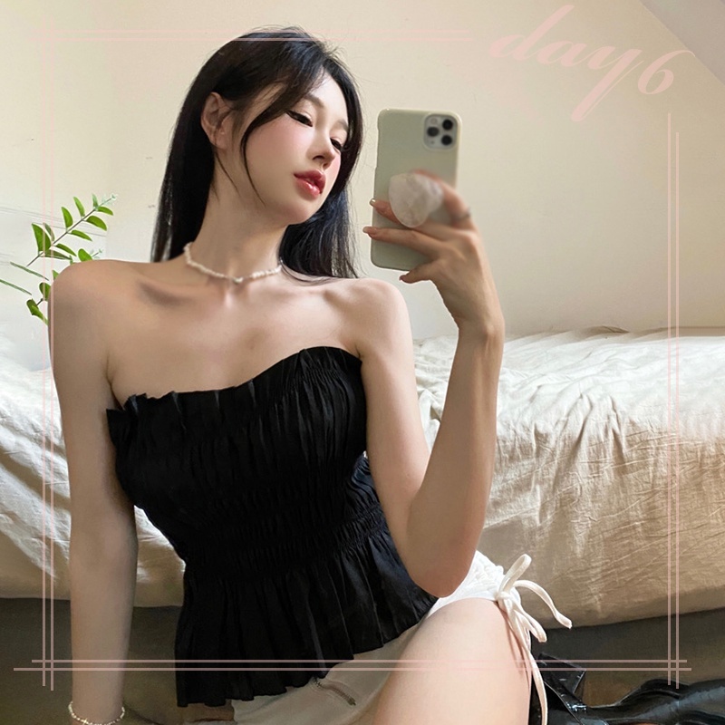 Áo Croptop Hai Dây Dáng Ôm Màu Trơn Thời Trang Hàn Quốc Gợi Cảm Cho Nữ