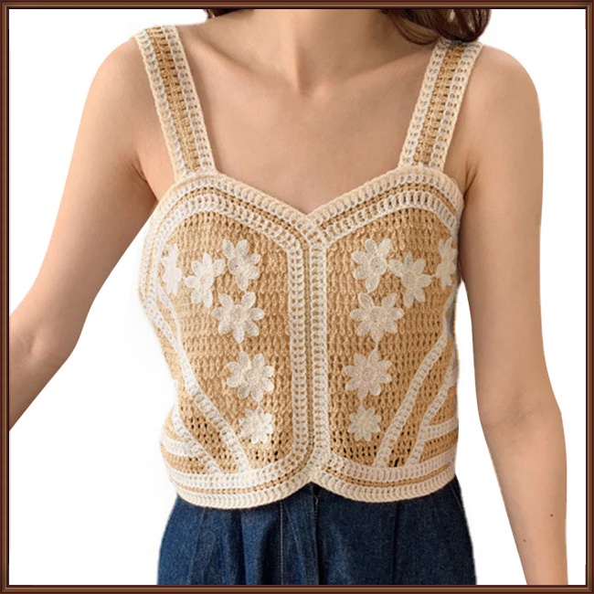 Áo Dây Sát Nách Vải Lụa Lạnh Thêu Họa Tiết Kiểu Retro Pháp Thời Trang Mùa Hè Cho Nữ