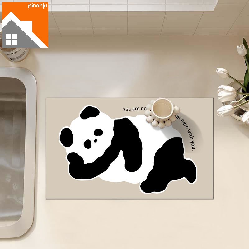 Thảm Lót Sàn Nhà Bếp Chống Dầu Nhiều Kích Cỡ Họa Tiết Gấu Trúc Trang Trí Nhà Cửa