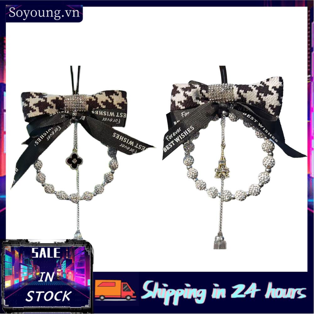Soyoung Rear View Mirror Ornament  Bowknot Car Rearview Charm Portable Exquisite for Decor