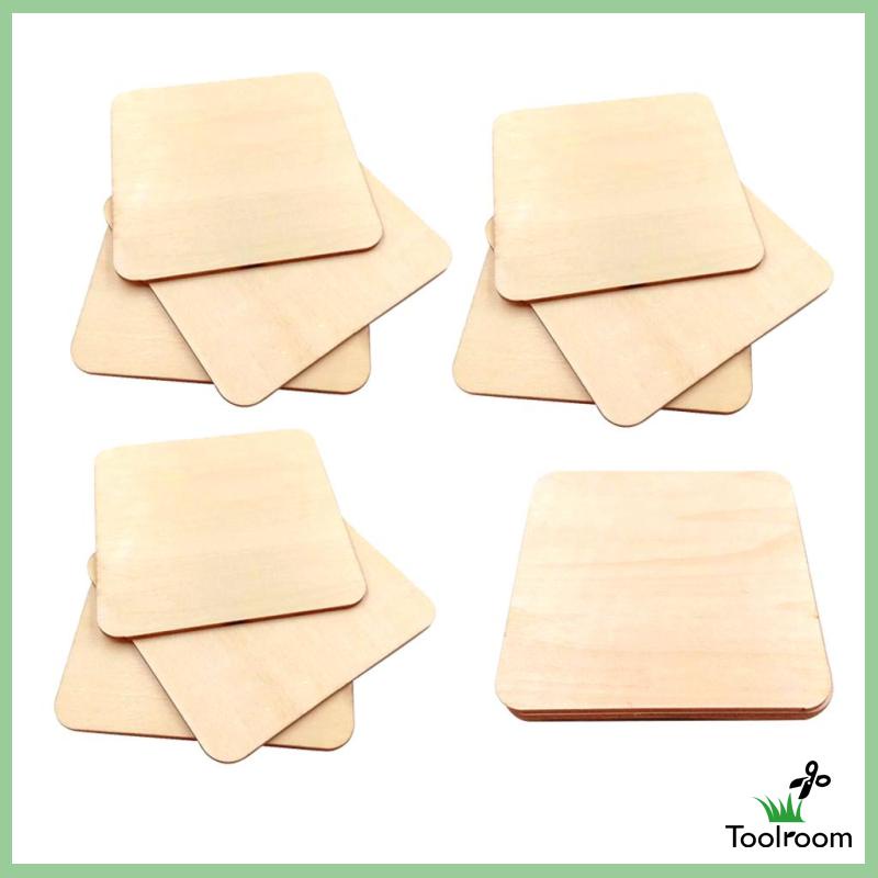 Set 10 Tấm Gỗ Trơn Hình Vuông 7x7cm Làm Đồ Thủ Công DIY Đa Ứng Dụng