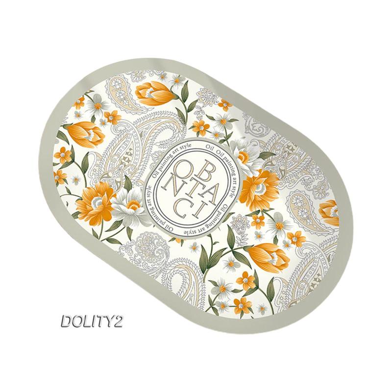 Set 2 Thảm Lót Sàn Nhà Tắm / Bồn Rửa Chén Hình Oval Thấm Hút Nước Chống Trượt