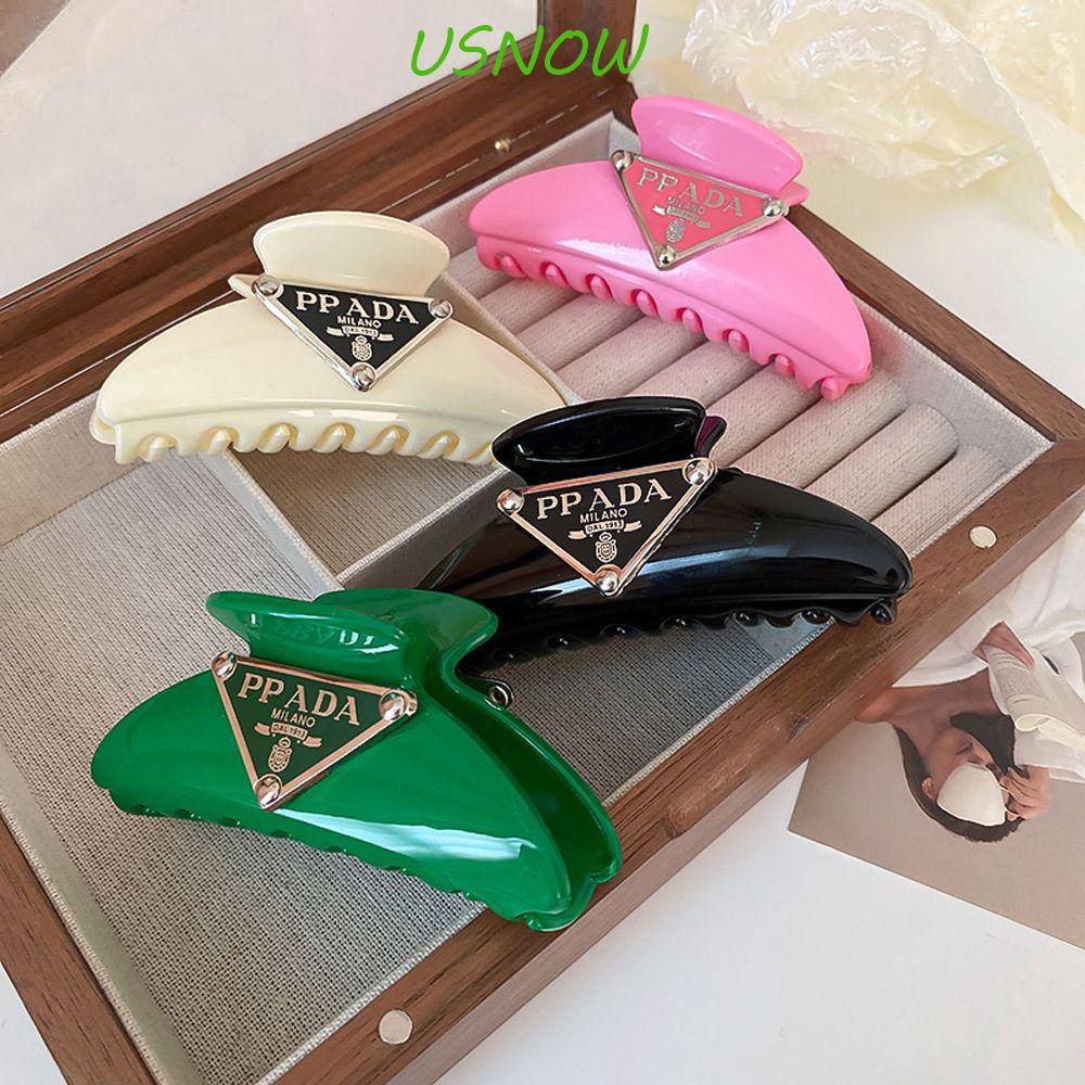 Kẹp Tóc Càng Cua Hình Tam Giác Bằng Acrylic In Chữ Thanh Lịch Cho Nữ Giá Đỡ