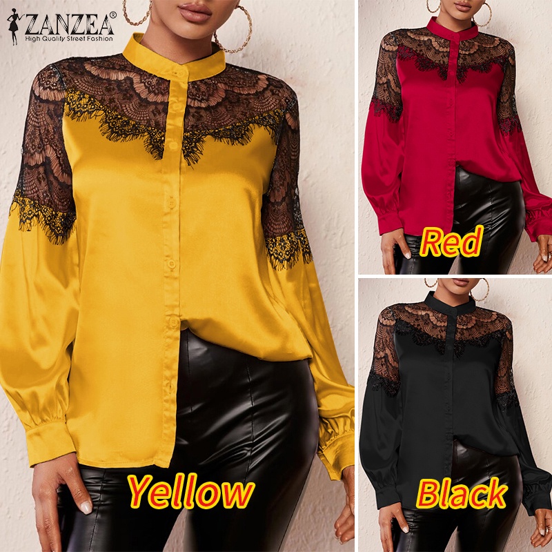 ZANZEA Áo Sơ Mi Nữ Tay Dài Cổ Tròn Cột Dây Thời Trang