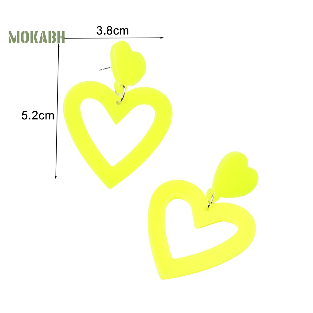 1 Đôi Bông Tai Hình Trái Tim Bằng Acrylic Không Gây Dị Ứng Nhiều Màu Sắc Dành Cho Nữ