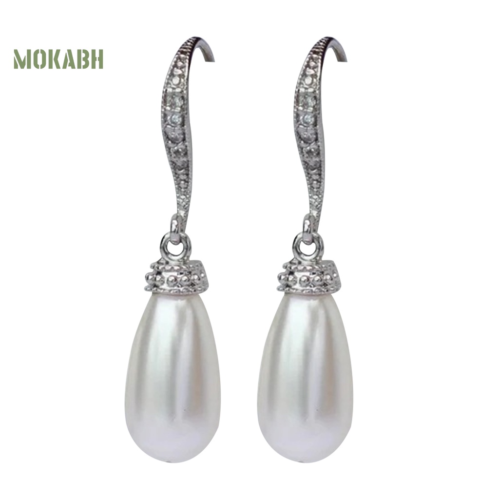 1 Đôi Bông Tai Hình Giọt Nước Đính Ngọc Trai Giả Thời Trang Dành Cho Nữ