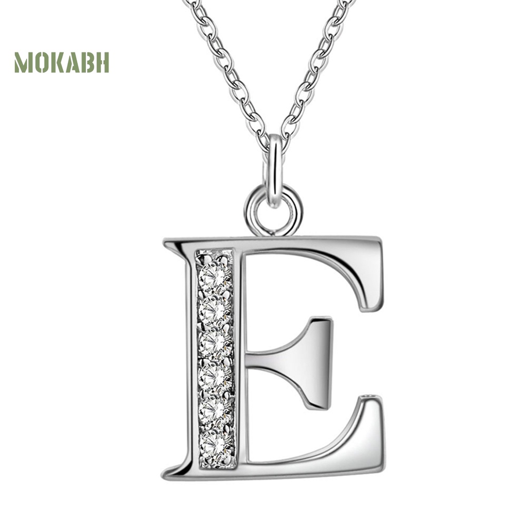 Vòng cổ Đồng Mạ Bạc Mặt Chữ Cái Đính Đá Thời Trang Dự Tiệc